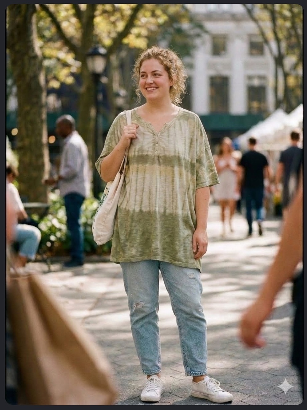 Gloria Vanderbilt short-sleeve tie-dye Henley top